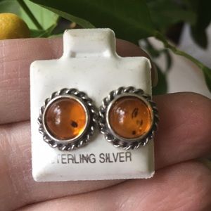 Amber set in sterling silver earrings